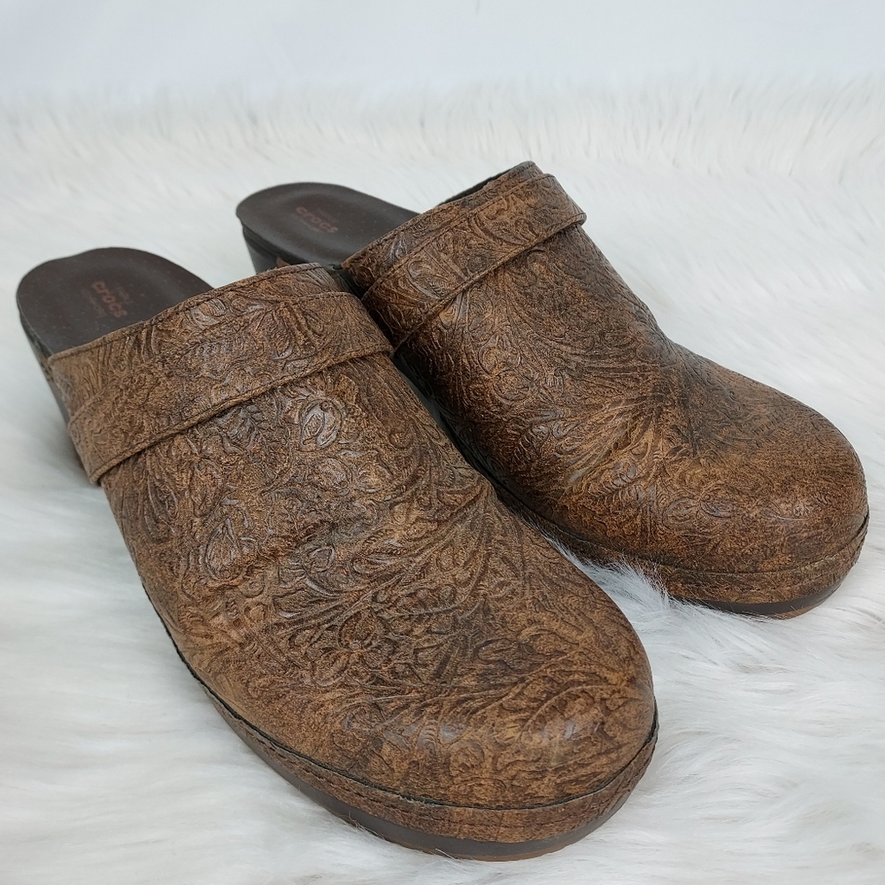 Crocs Triple Comfort slipon heels, women's size 11, brown